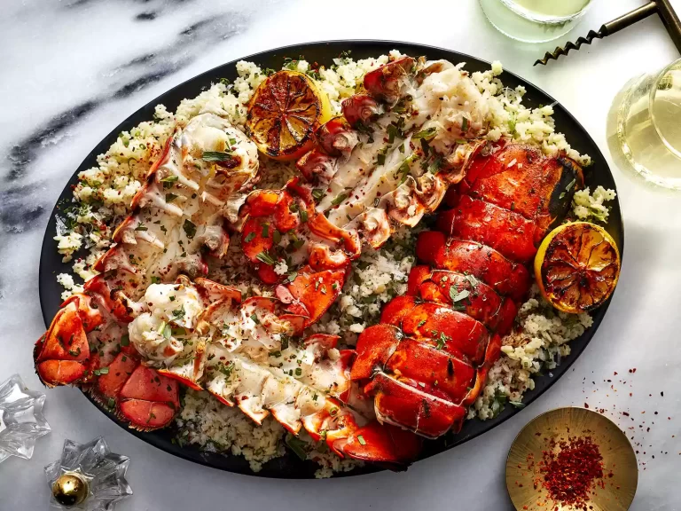 Grilled Lobster Tails with Stelline and Lemon